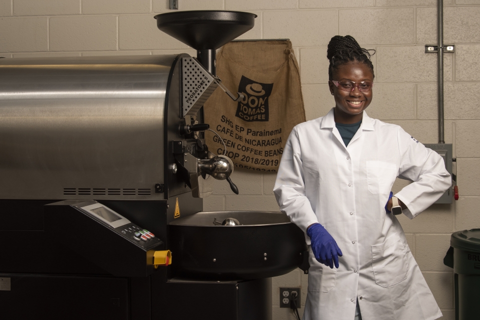 Anokye-Bempah uses a 5-kilo PROBAT Roaster to roast coffee beans. 